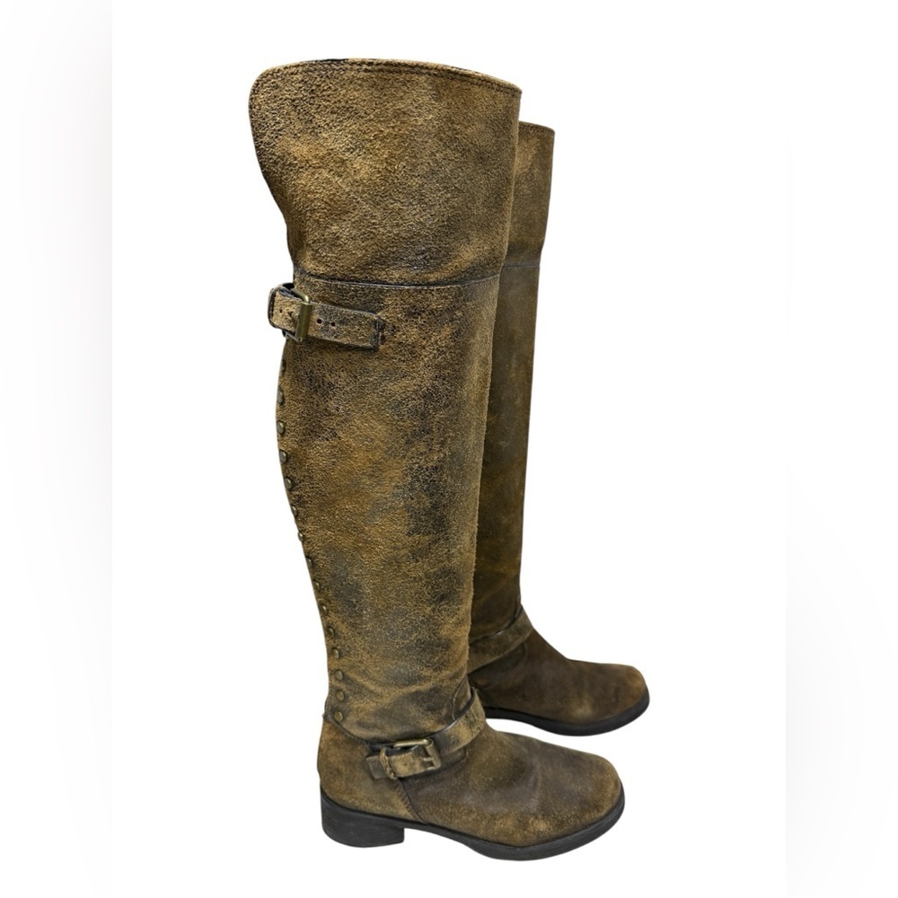 Tory Burch Tarulli Over-the-knee Boots Distressed Leather Sz 8.5
